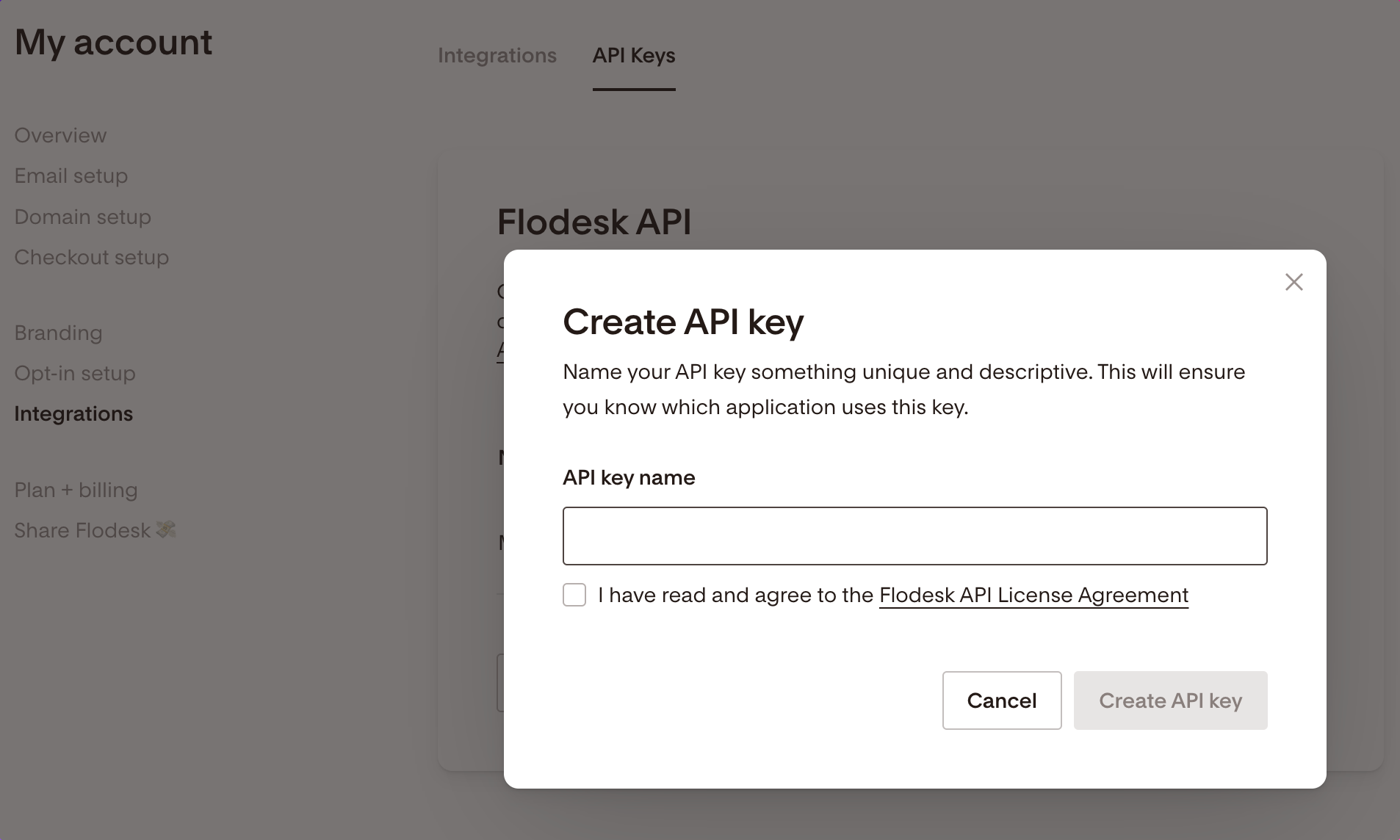 Flodesk get API key