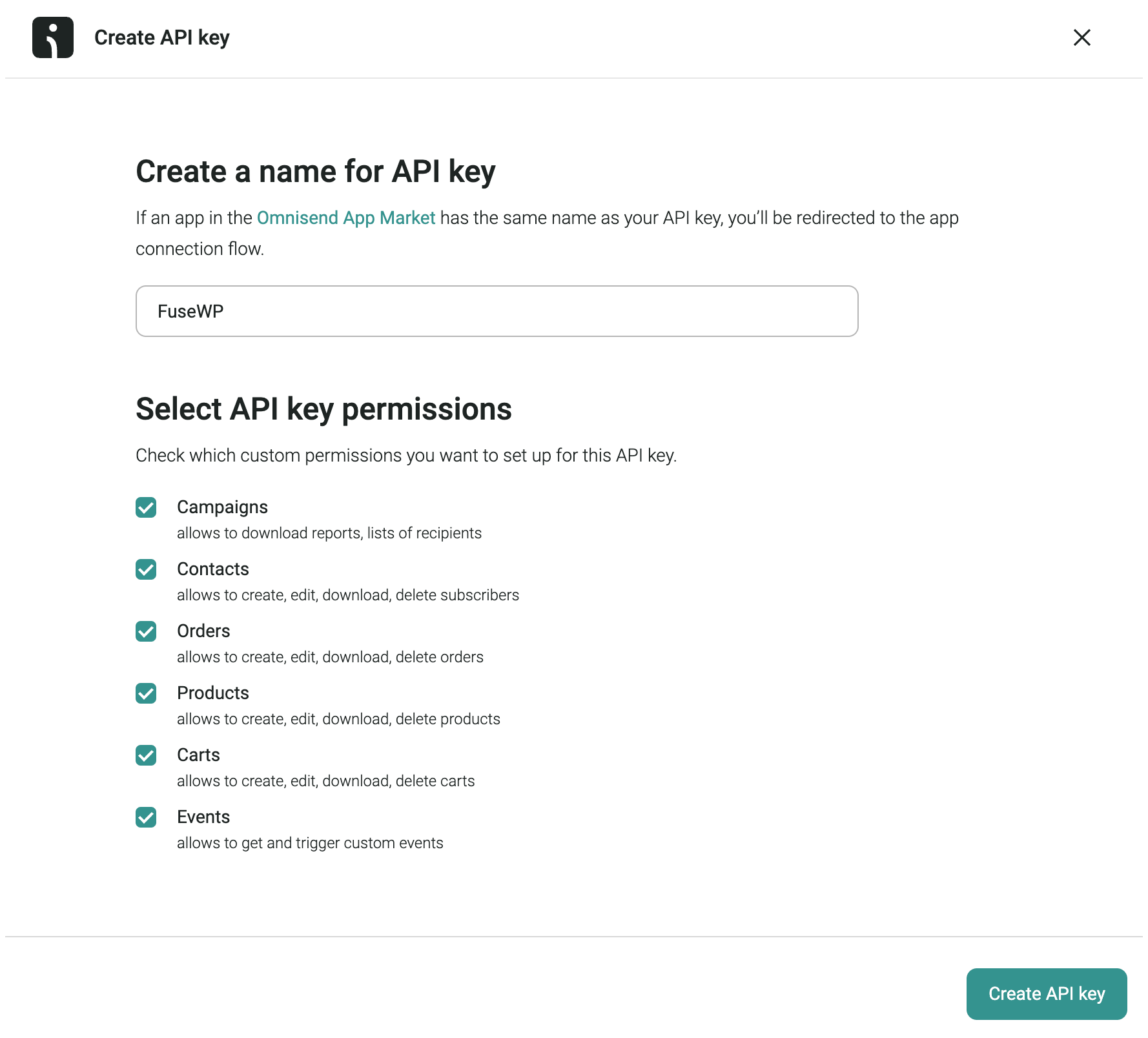 Create Omnisend API key