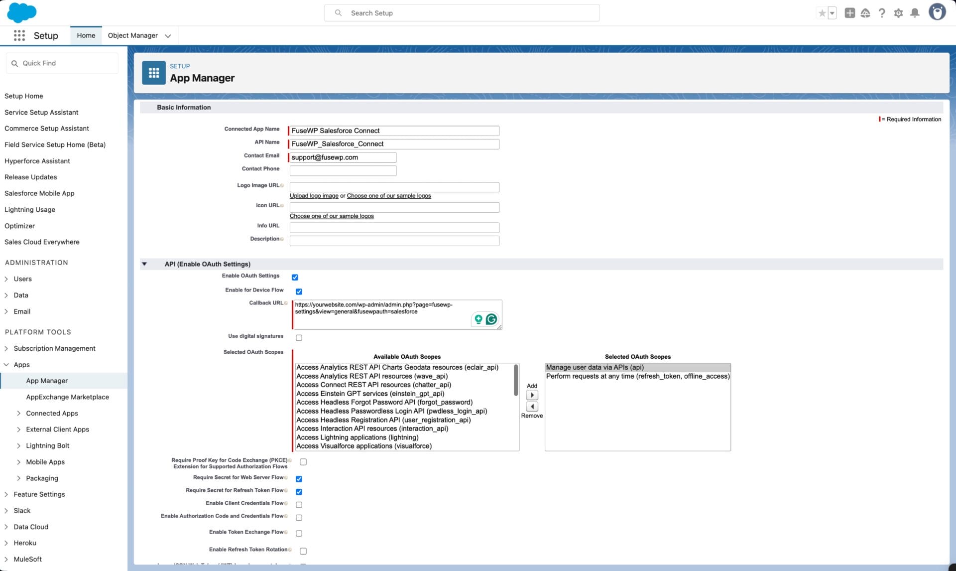 Create Salesforce connected app