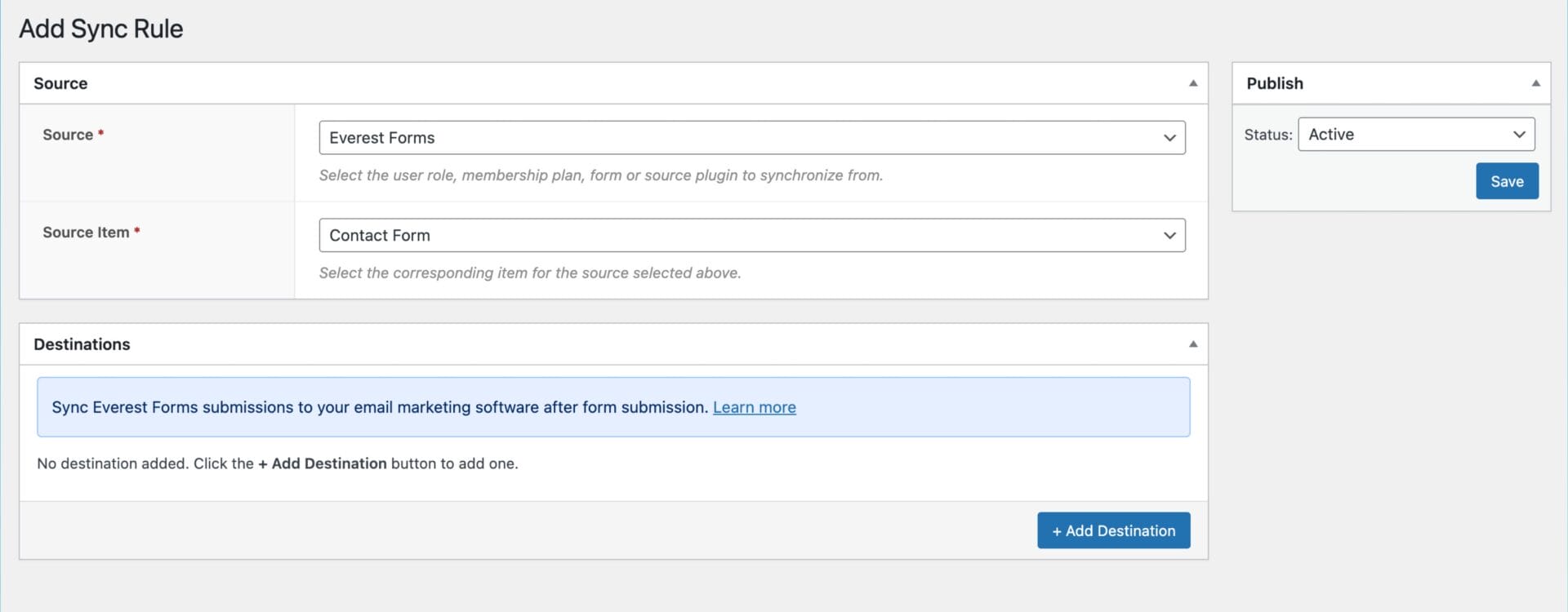 Create sync rule for Everest Forms in FuseWP WordPress plugin