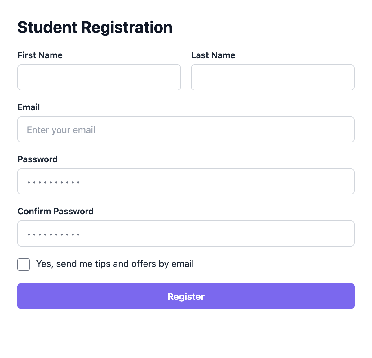 Opt-in checkbox on an Academy LMS form