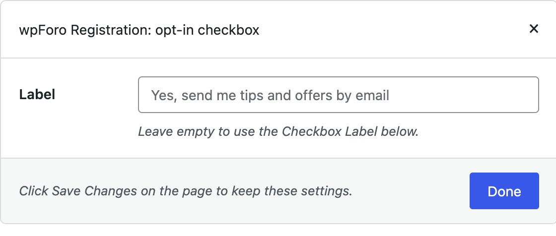 Setup popup for choosing which wpForo forms show the opt-in checkbox